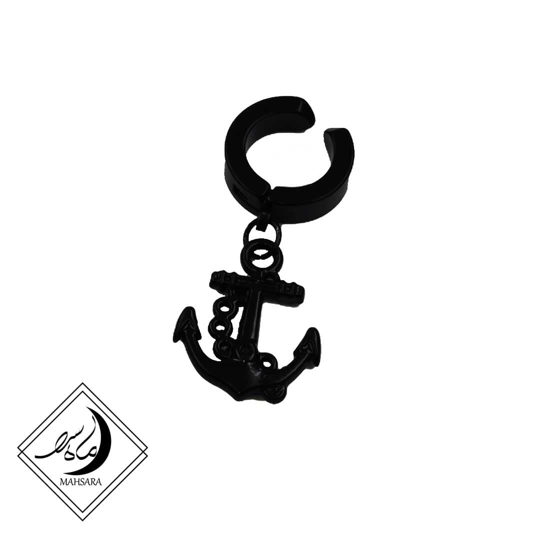 خرید و قیمت پیرسینگ فشاری گوش لنگر استیل مشکی
