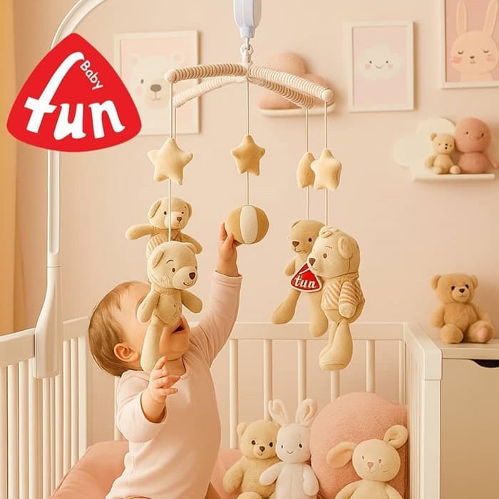آویز تخت نوزاد موزیکال کوکی طرح خرس بیبی فان Baby Fun — تصویر ۲