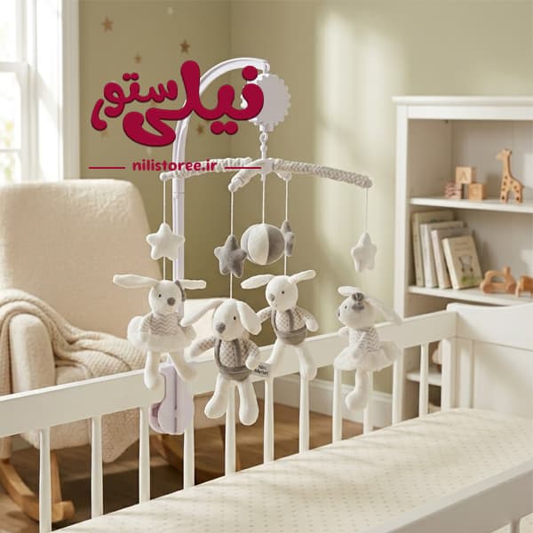 آویز تخت نوزاد موزیکال کوکی طرح خرگوش بیبی فان Baby Fun — تصویر ۵