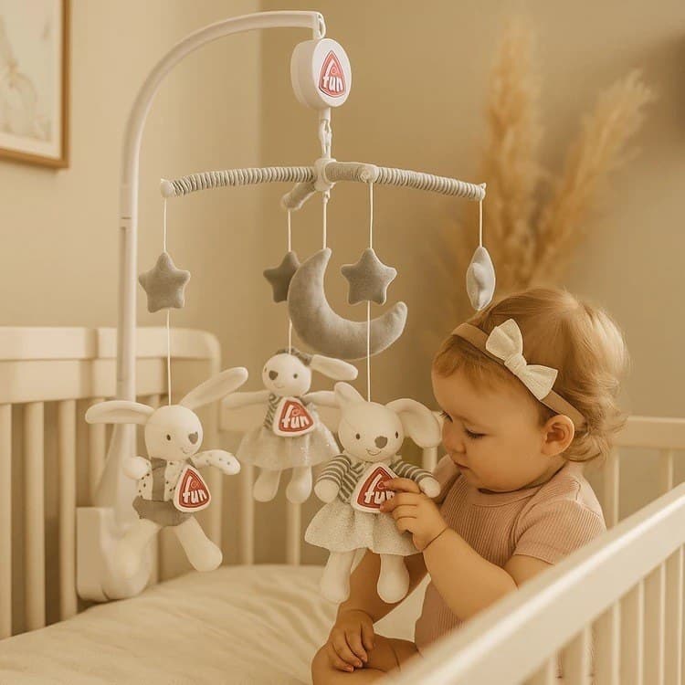 آویز تخت نوزاد موزیکال کوکی طرح خرگوش بیبی فان Baby Fun