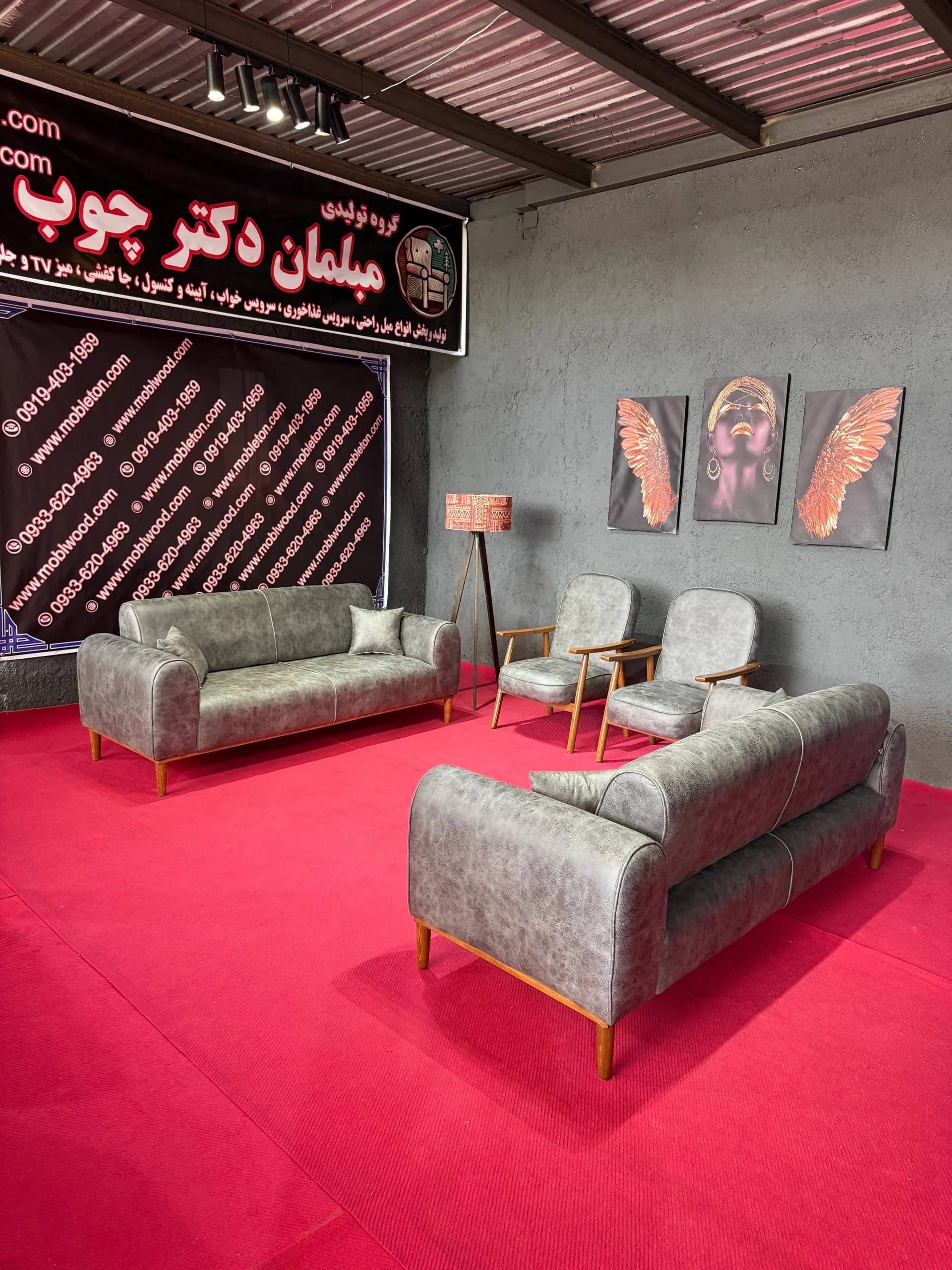مبل راحتی مدل منیمال 8 نفره تختخوابشو آماده تحویل(پارچه طرح چرم) کد 5431 — تصویر ۵