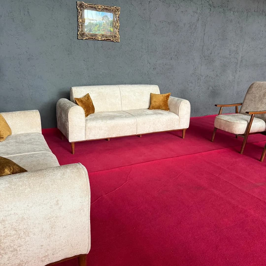 مبل راحتی مدل منیمال کلاسیک 8 نفره تختخوابشو آماده تحویل(پارچه تدی خارجی) — تصویر ۵