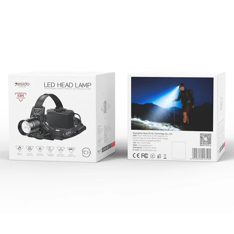 چراغ قوه پیشانی هدلایت شارژی Yesido TC13 — تصویر ۸