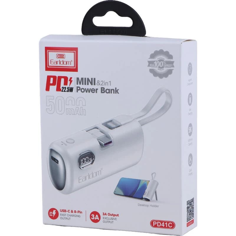 پاور بانک فست شارژ ارلدام ET-PD41C VOOC QC3.0 PD 22.5W ظرفیت 5000 میلی آمپر ساعت — تصویر ۷