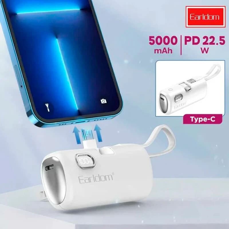 پاور بانک فست شارژ ارلدام ET-PD41C VOOC QC3.0 PD 22.5W ظرفیت 5000 میلی آمپر ساعت — تصویر ۴