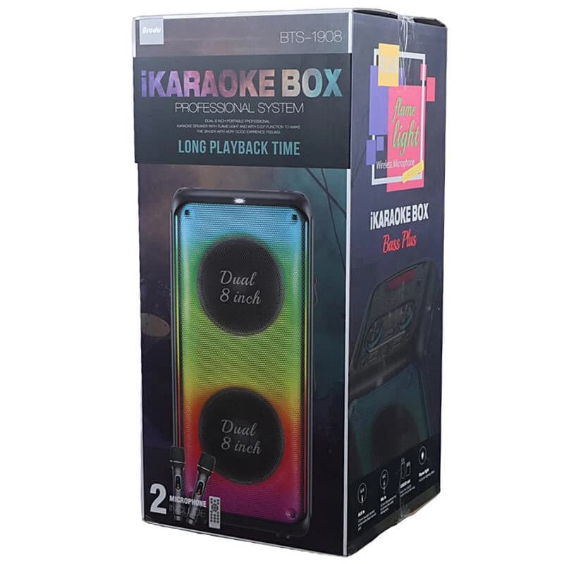 اسپیکر چمدانی بلوتوثی برودو BTS-1908 + میکروفون و ریموت کنترل — تصویر ۱۱