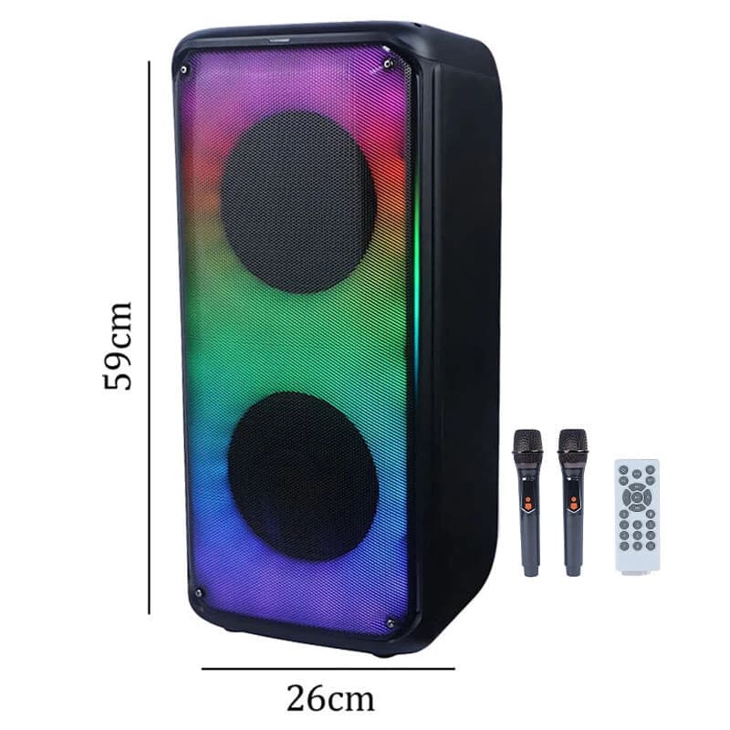 اسپیکر چمدانی بلوتوثی برودو BTS-1908 + میکروفون و ریموت کنترل — تصویر ۳