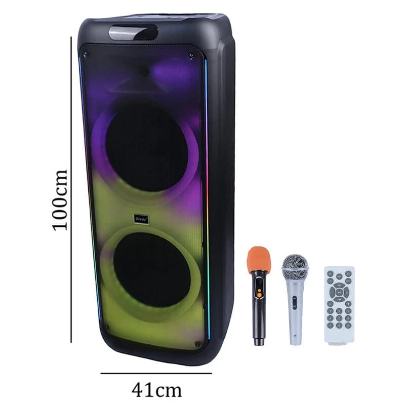 اسپیکر چمدانی بلوتوثی برودو BTS-1938 + ریموت کنترل و میکروفون — تصویر ۱۰