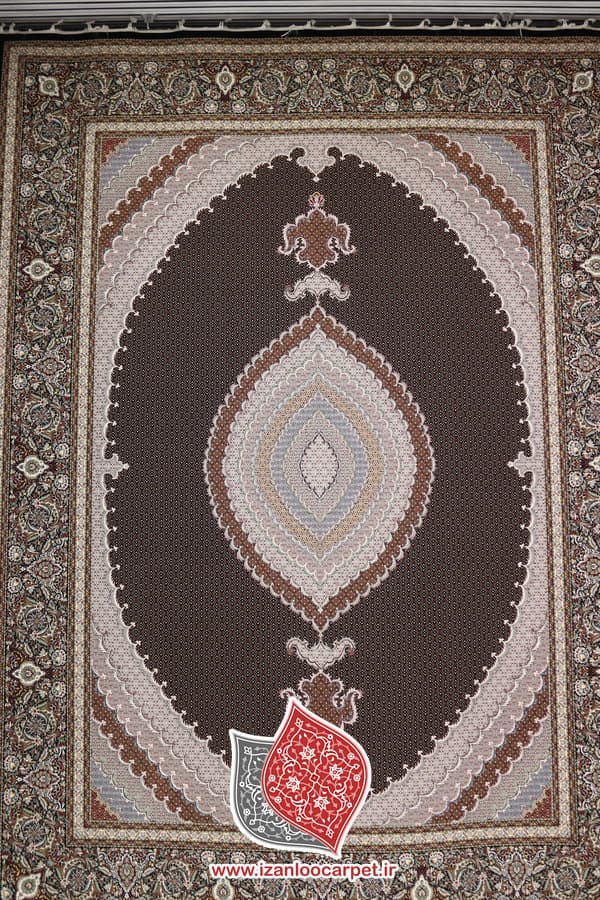 فرش آرا مشهد طرح 60062 سرمه ای 1200 شانه تراکم 3600 تمام نخ اکریلیک