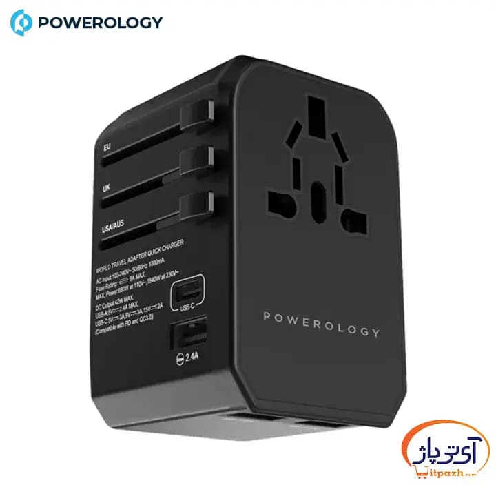 شارژر دیواری پاورولوژی Universal Travel Adapter توان 45 وات