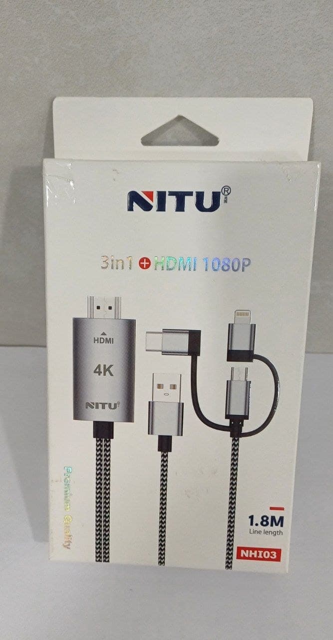 کابل تبدیل HDMI به لایتنینگ / microUSB/ USB-C نیتو مدل NHI03 طول 1٫8 متر — تصویر ۵