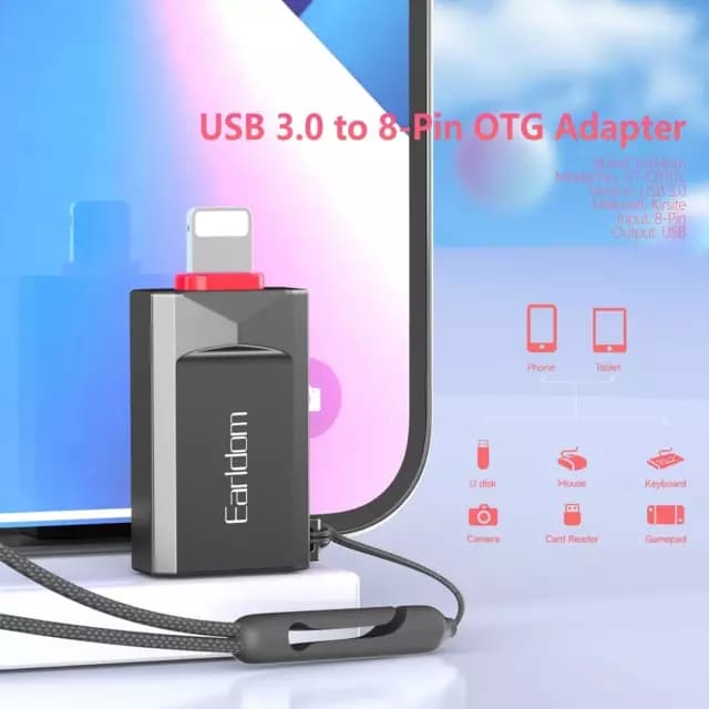 مبدل او تی جی برند Earldom USB 3.0 to 8_pin مدل OT87L اورجینال — تصویر ۱۲