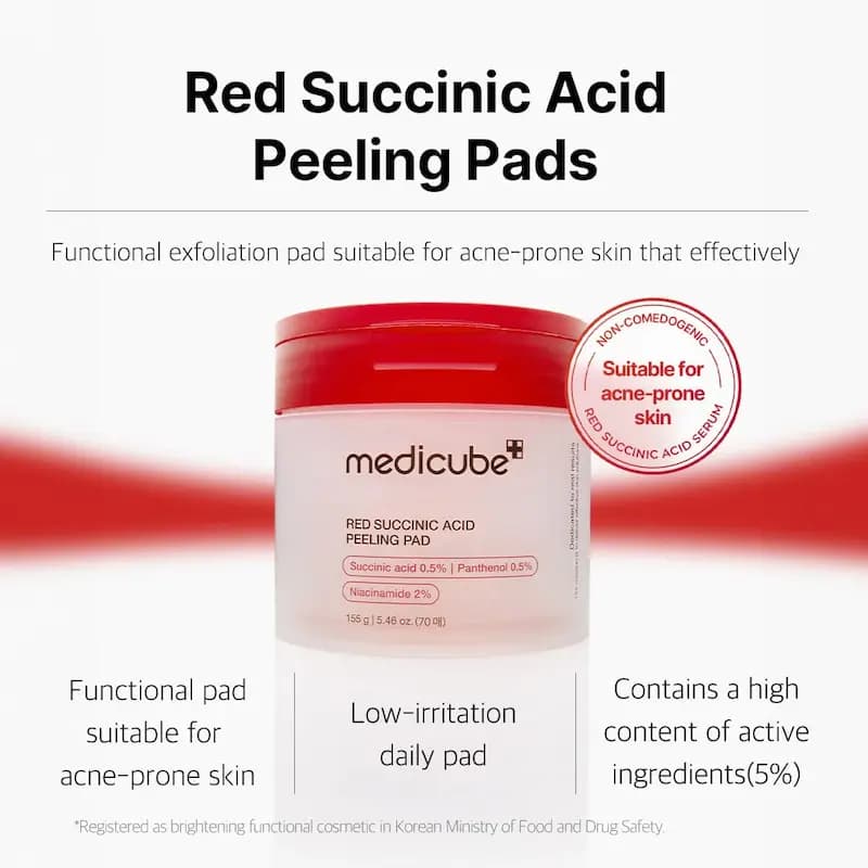پد لایه بردار پوست مدیکیوب مدل Red Succinic Acid — تصویر ۱۱
