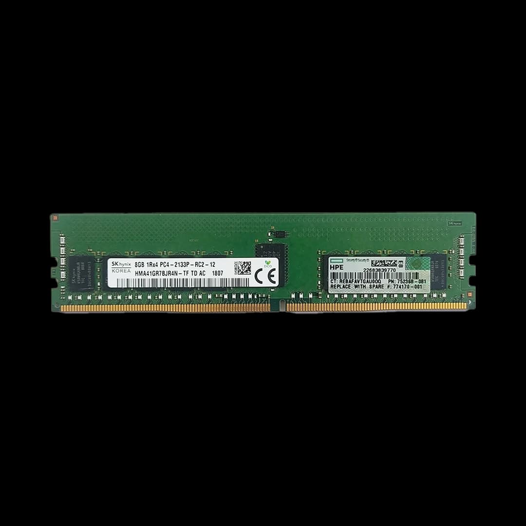 رم سرور HPE RAM 8GB single rank DDR4 1Rx4 PC4-2133P-R RDIMM 752368-081
