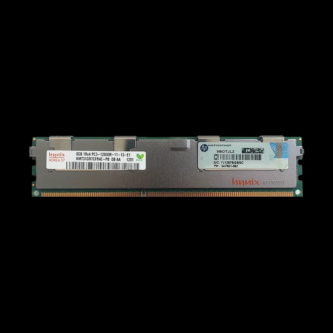 رم سرور HPE RAM 8GB single rank DDR3 1Rx4 PC3 12800R RDIMM 647651-081