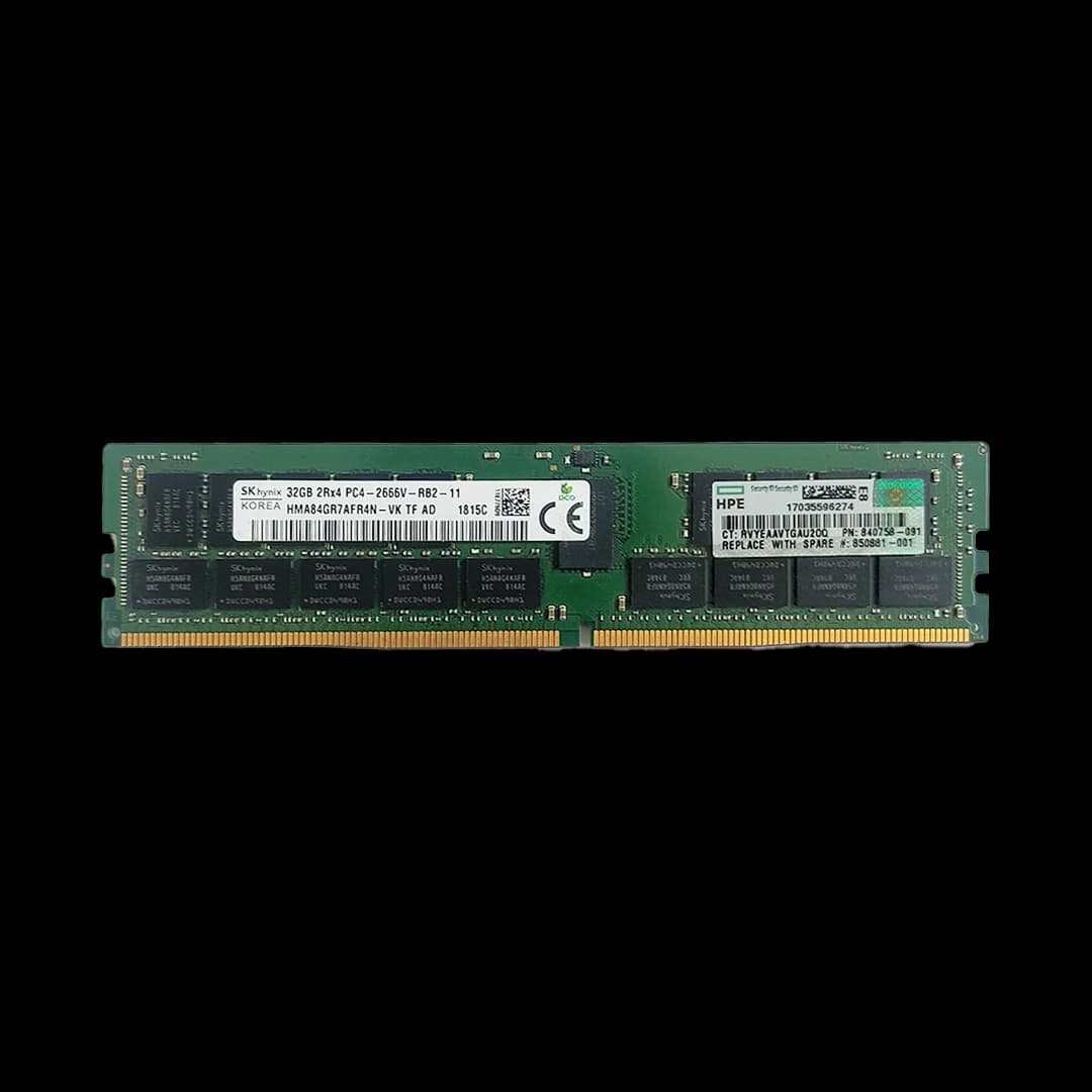 رم سرور HPE 32GB Dual Rank 2Rx4 PC4-2666V DDR4 ECC RDIMM 840758-091