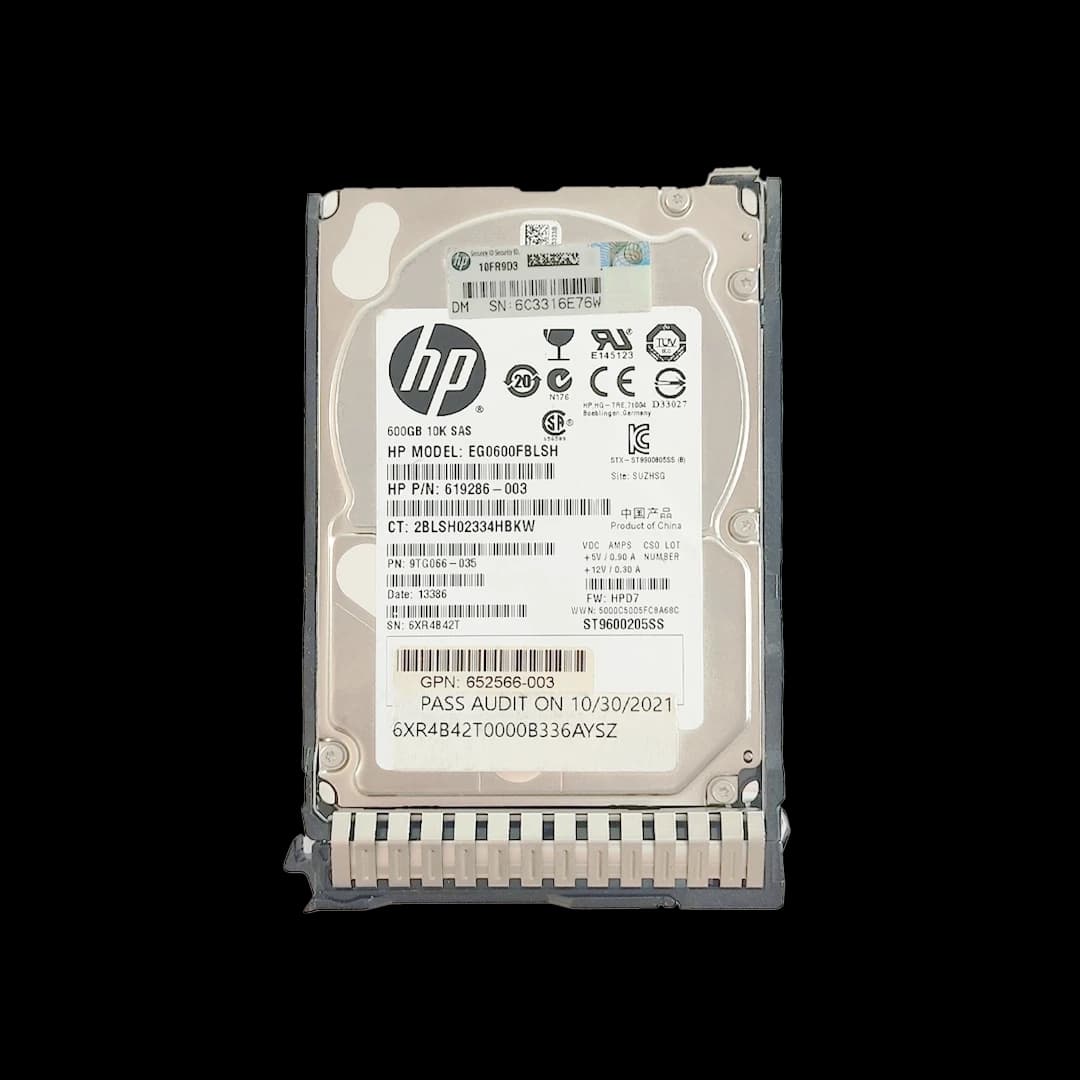 هارد سرور مدل HPE HDD 600GB SAS 6G Ent 10K SFF SC 512n ظرفیت 600 گیگابایت 619286-003
