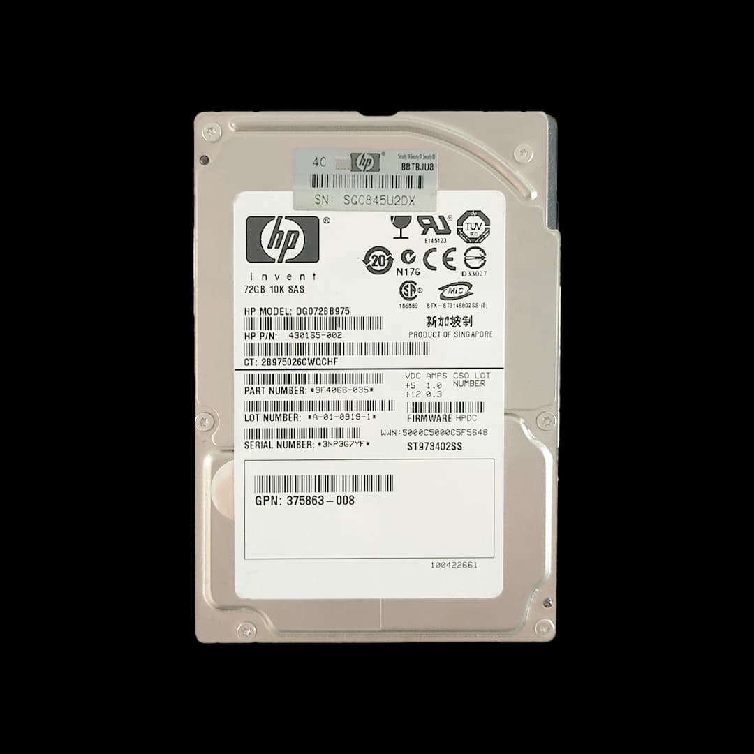 هارد سرور مدل HPE HDD 72GB SAS 3G Ent 10K SFF SC 512n ظرفیت 72 گیگابایت 430165-002