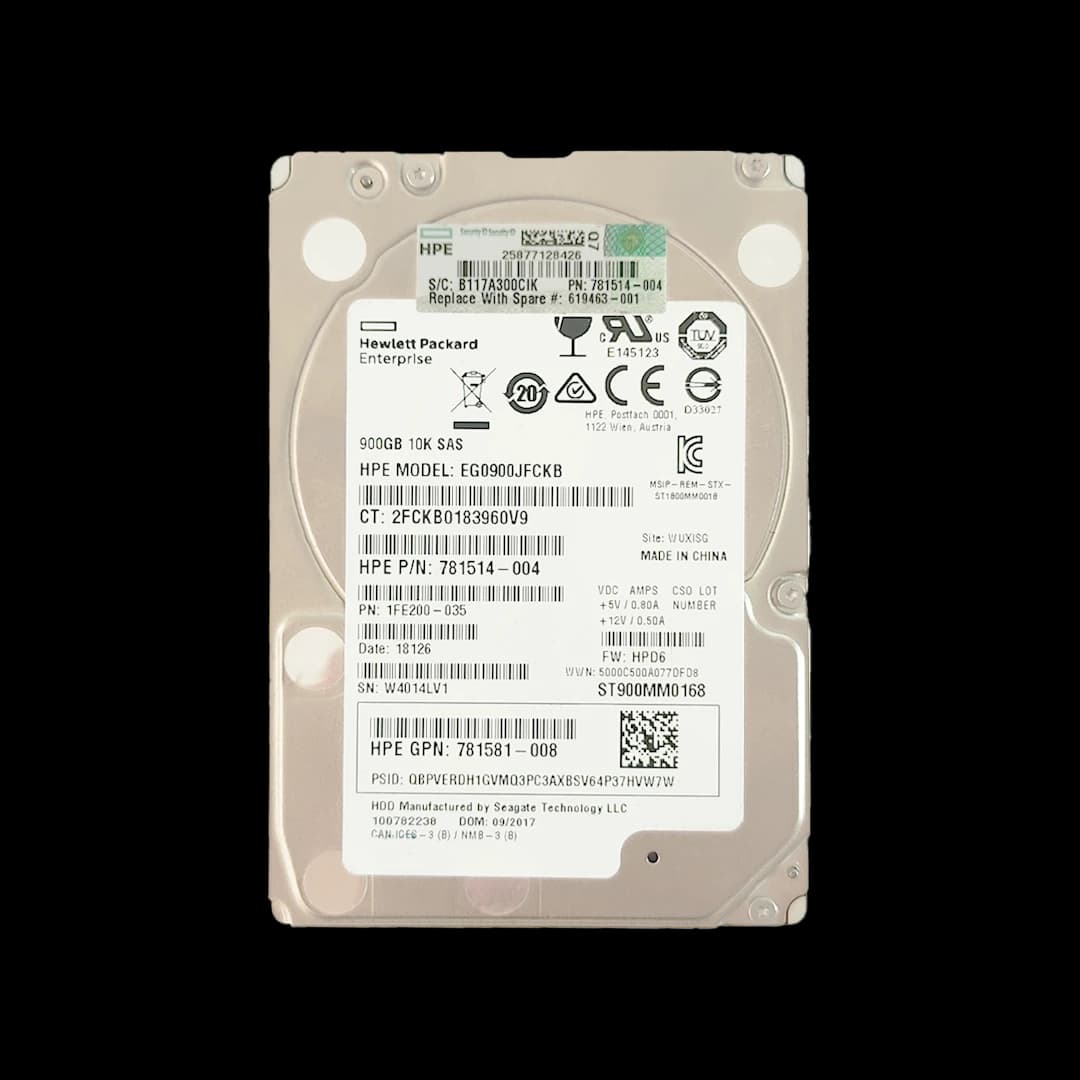 هارد سرور مدل HPE HDD 900GB SAS 12G Ent 10K SFF SC 512n ظرفیت 900 گیگابایت 781514-004 — تصویر ۲