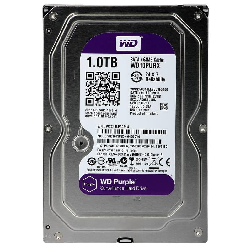 هارددیسک اینترنال وسترن دیجیتال بنفش مدل Purple WD10PURZ ظرفیت 1 ترابایت — تصویر ۷