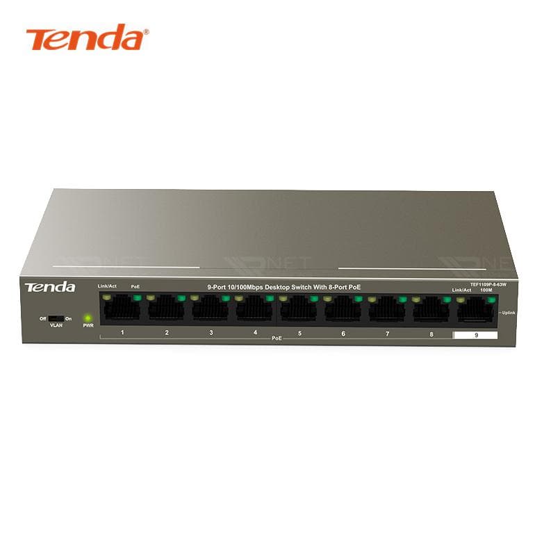 سوئیچ شبکه 9 پورت 10/100 POE تندا مدل TEF1109P-8-63W
