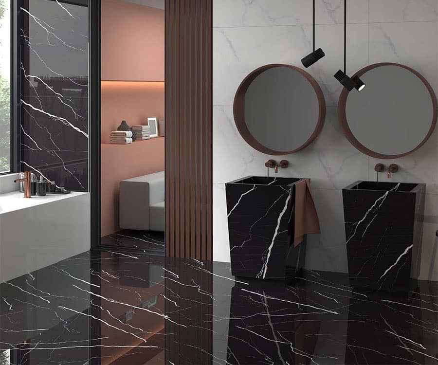 سرامیک طرح سنگ کلکته مشکی آلبانی پردیس 60*120 فول پولیش