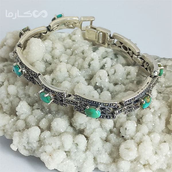 دستبند فیروزه زنانه طرح سیاه قلم (کد 3010)
