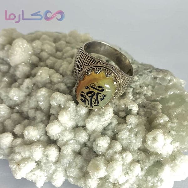 انگشتر عقیق مردانه طرح یا زهرا (کد 1208) — تصویر ۱۰