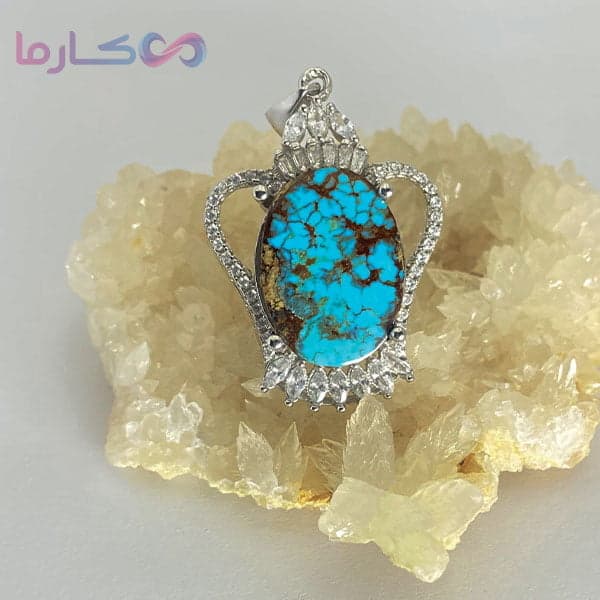 پلاک فیروزه زنانه طرح تاج (کد 1303)