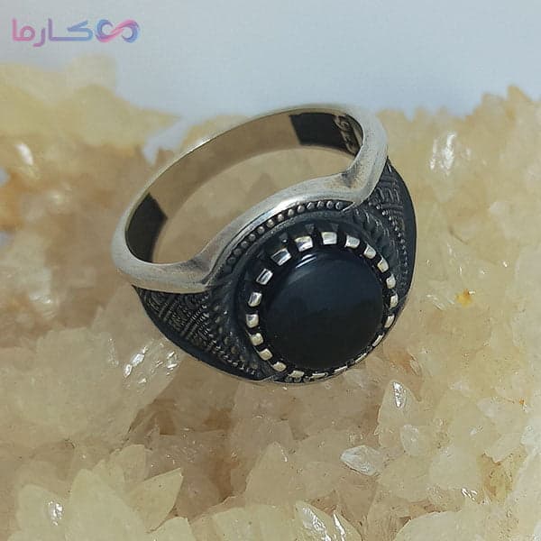 انگشتر عقیق مشکی (کد 1207)
