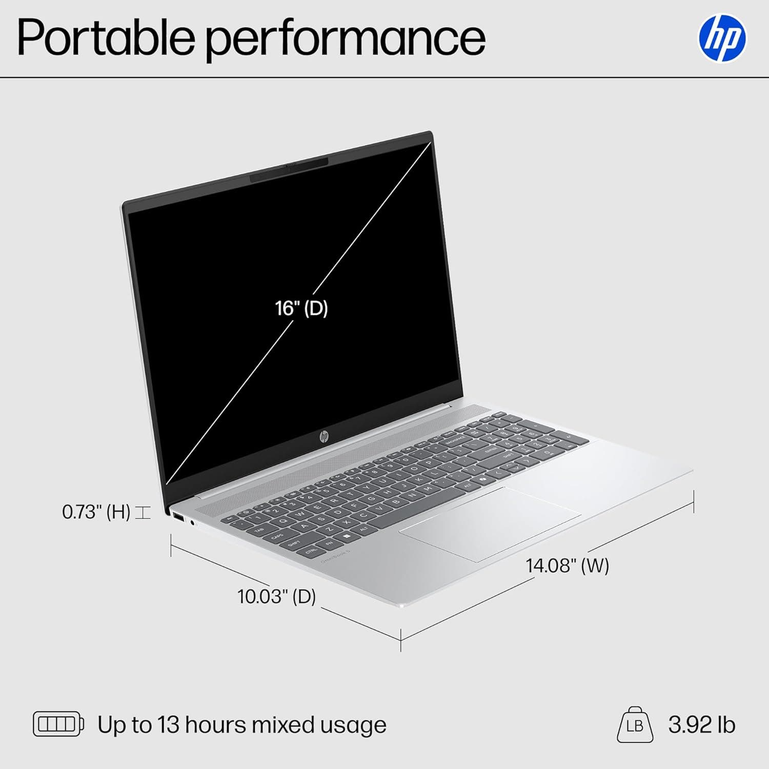 لپ تاپ اچ پی استوک omnibook 5 16 ultra 7-255u 32GB 512GB ssd intel R +NPU 16 fhd TOUCH — تصویر ۷