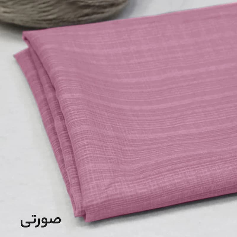 پرده پانچ آماده حرير بافتدار صورتی کالباسی مجموعه 2 عددی — تصویر ۵