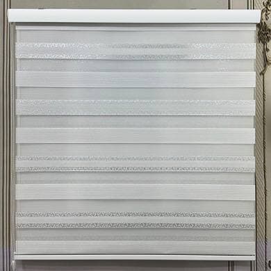 پرده زبرا طوسی سفید براق کد RD 732