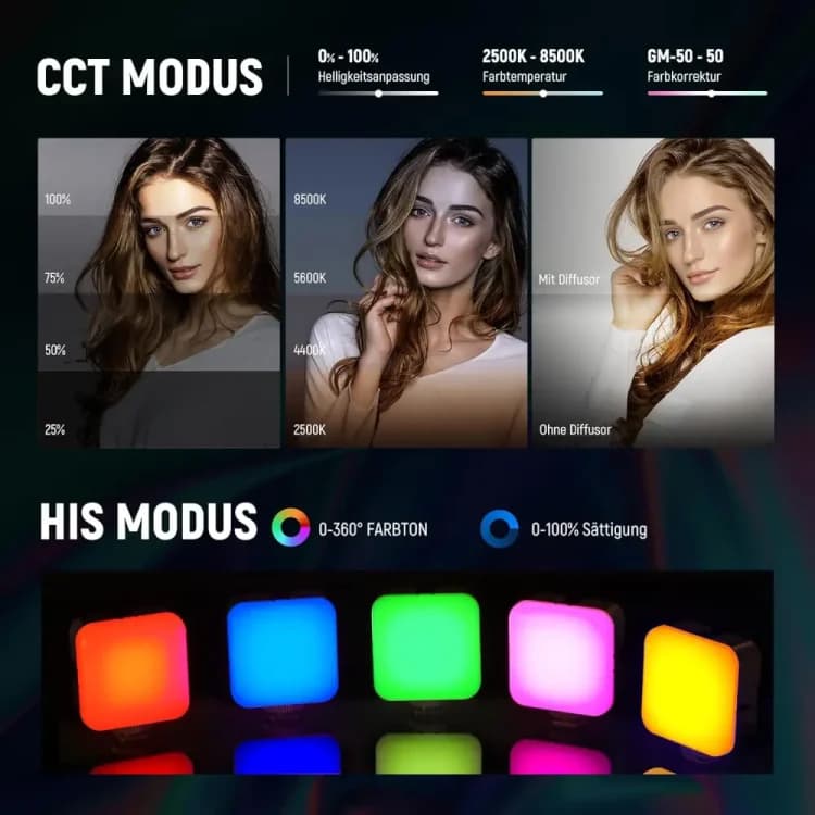 نور ثابت نیور NEEWER RGB62 Magnetic RGB Video Light with App Control — تصویر ۸
