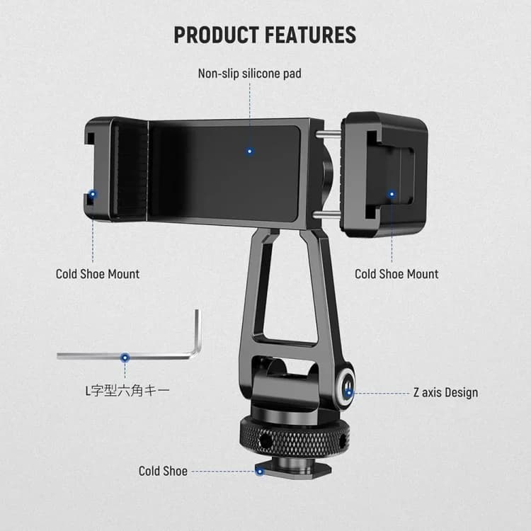 پایه نگهدارنده موبایل نیور NEEWER PA001 METAL PHONE CLAMP STAND HOLDER WITH COLD SHOE MOUNT — تصویر ۱۱