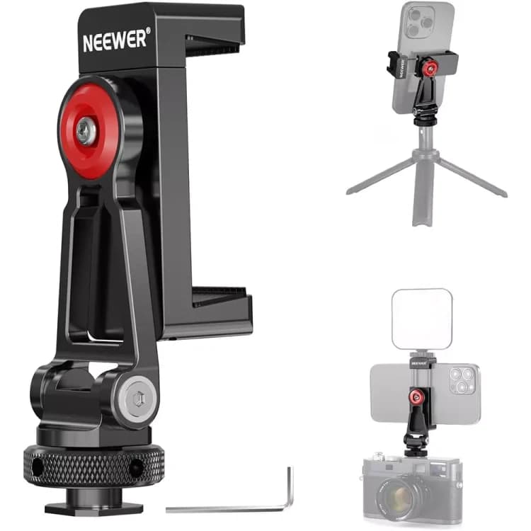 پایه نگهدارنده موبایل نیور NEEWER PA001 METAL PHONE CLAMP STAND HOLDER WITH COLD SHOE MOUNT — تصویر ۱۰