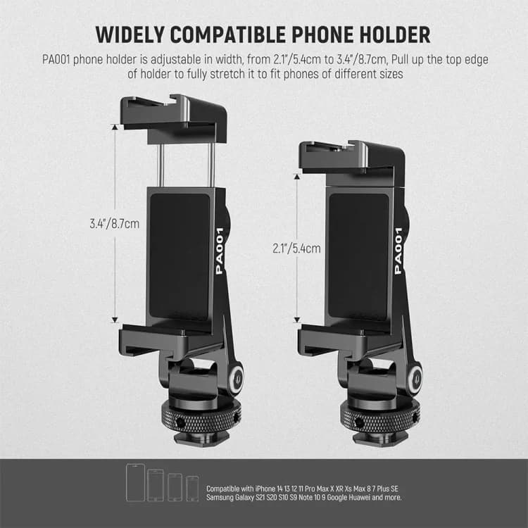 پایه نگهدارنده موبایل نیور NEEWER PA001 METAL PHONE CLAMP STAND HOLDER WITH COLD SHOE MOUNT — تصویر ۸