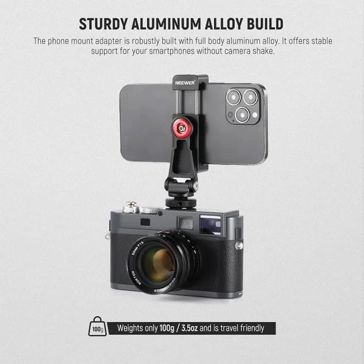 پایه نگهدارنده موبایل نیور NEEWER PA001 METAL PHONE CLAMP STAND HOLDER WITH COLD SHOE MOUNT — تصویر ۴