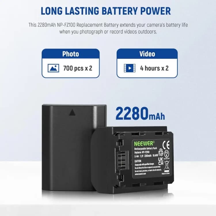 کیس شارژر و باتری دوربین نیور NEEWER NP-FZ100 MULTI FUNCTION BATTERY CHARGER CASE + 2×NP-FZ100 BATTERY — تصویر ۷
