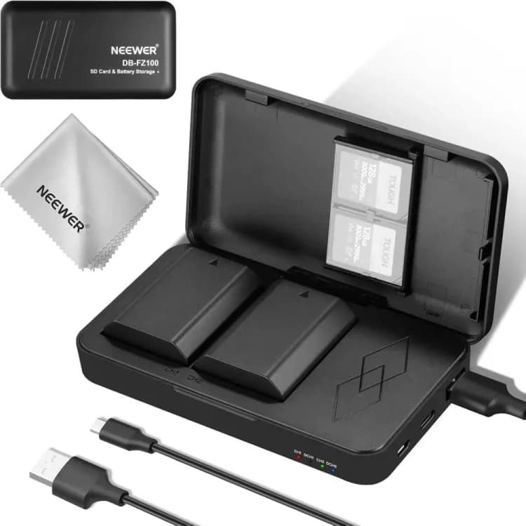 کیس شارژر و باتری دوربین نیور NEEWER NP-FZ100 MULTI FUNCTION BATTERY CHARGER CASE + 2×NP-FZ100 BATTERY