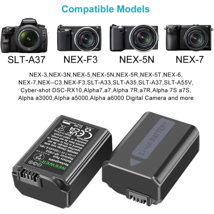 شارژر و باتری دوربین نیور NEEWER LP-E6NH 2 PCS BATTERY + CHARGER — تصویر ۳