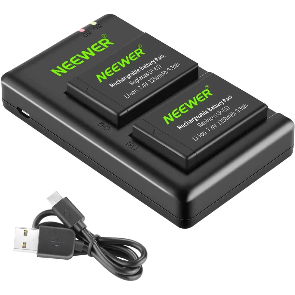شارژر و باتری دوربین نیور NEEWER LP-E17 2 PCS 1250 MAHLP-E17 BATTERY+ DUAL USB CHARGER — تصویر ۲