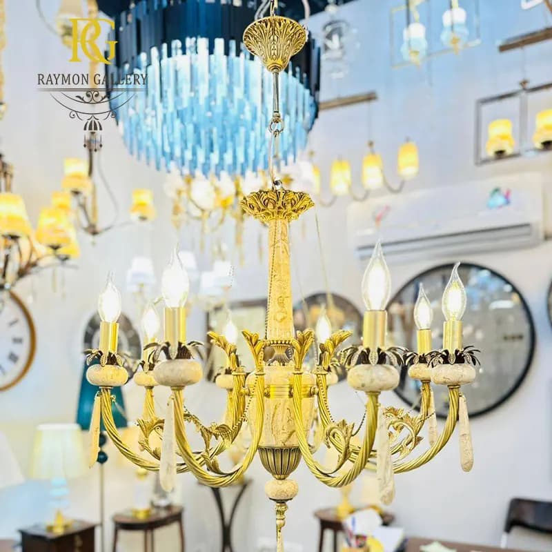 لوستر برنزی ونوس طلایی(8 شاخه)