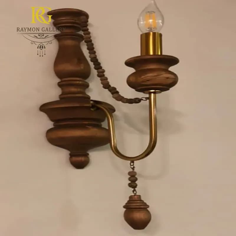 دیوارکوب تک شعله چوبی — تصویر ۲