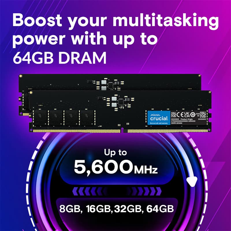 حافظه رم دسکتاپ کروشیال DDR5 مدل Classic CT8 فرکانس 4800 مگاهرتز CL40 ظرفیت 8 گیگابایت — تصویر ۷