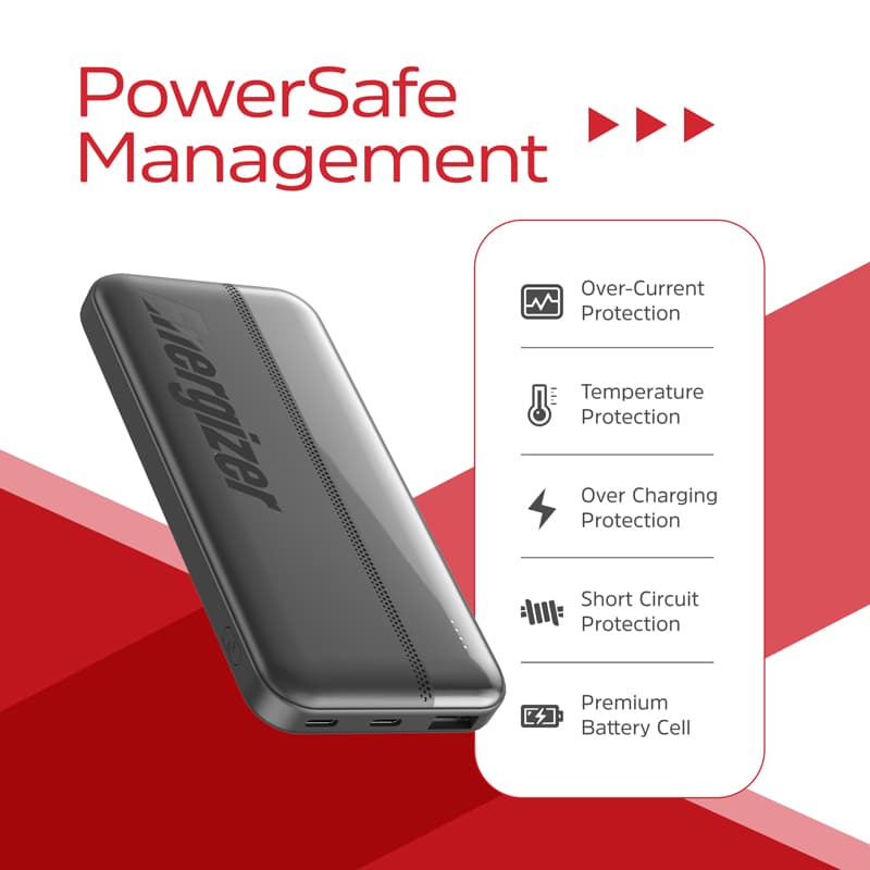 پاوربانک انرجایزر مدل UE10050C ظرفیت 10000 میلی آمپر سه پورت به همراه کابل USB — تصویر ۷