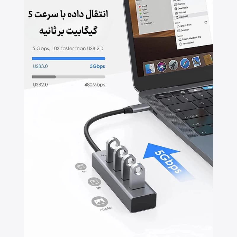 هاب 4 پورت C22s USB C — تصویر ۴