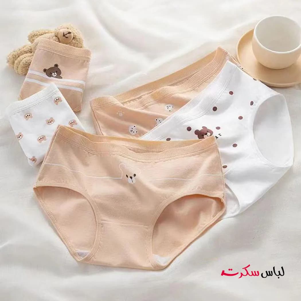 شورت نخی عروسکی خرسی پک 3 عددی ls259 — تصویر ۳