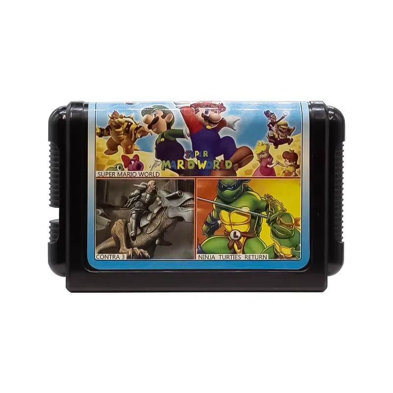 کارتریج سه لبه سگا بازی Super Mario World / Ninja Turtles / Contra 3