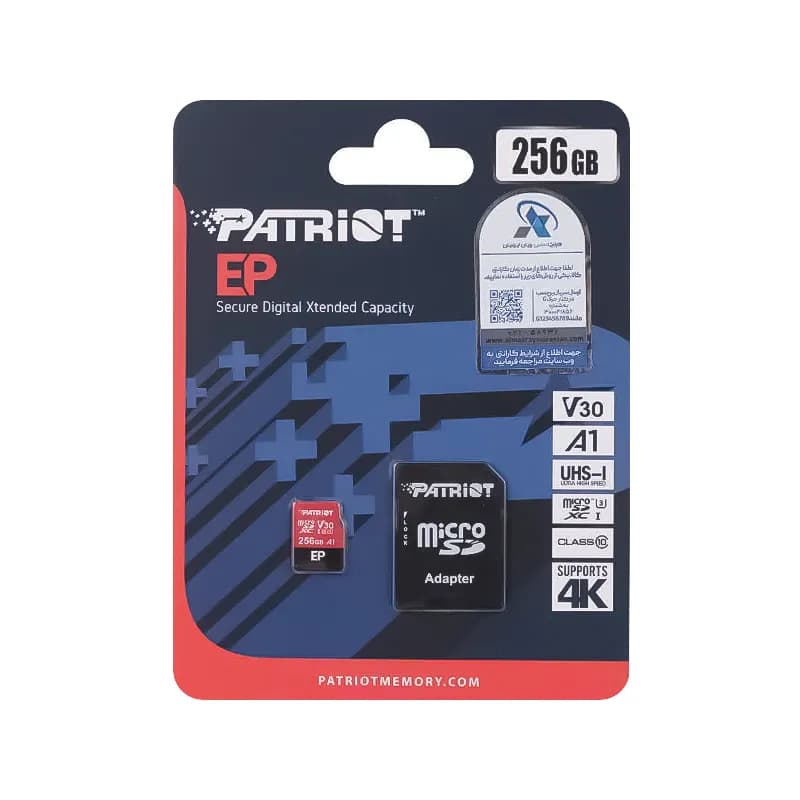 کارت حافظه MicroSDXC پاتریوت EP کلاس 10 ظرفیت 256 گیگابایت + خشاب — تصویر ۲